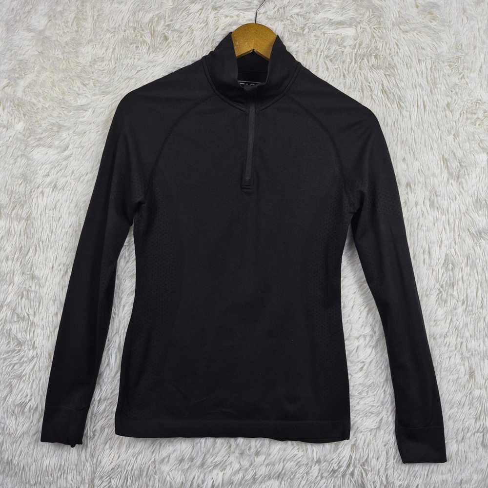 FIGS Seamless Black Quarter Zip Long Sleeve Athletic Top Women Small Workwear